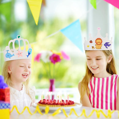Thenshop 120 Pcs White DIY Paper Crowns for Kids to Decorate Blank Birthday Party Decoration Crowns for Kids Princess Queen(Stylish Style)
