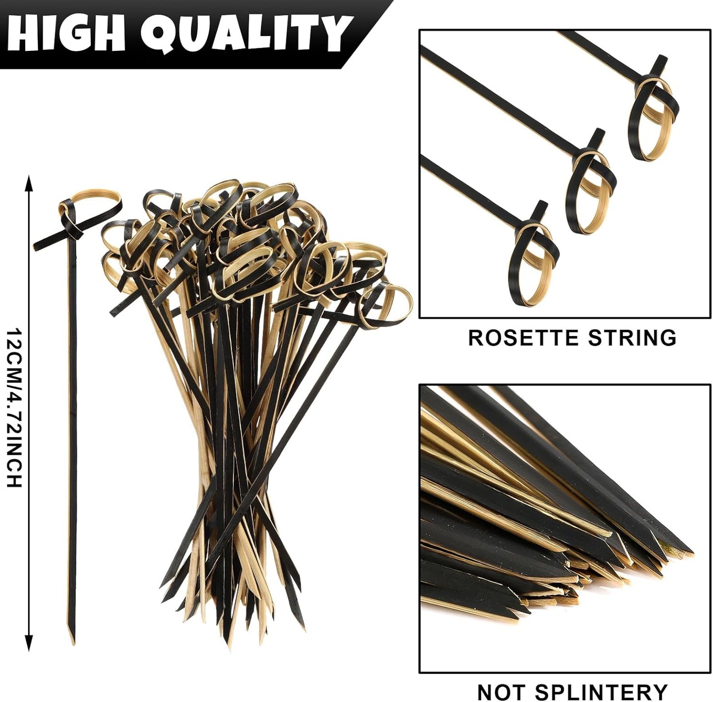 Meanplan 1000 Pcs Bamboo Cocktail Picks 4.72 Inch Bamboo Skewers Handmade Food Garnish Sticks with Looped Knot Fruit Toothpicks for Drinks Appetizer Cocktail Themed Party Snack(Green)