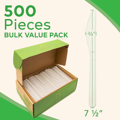 Compostable Cutlery Set, Plant-Based Compostable Utensils Disposable, Dishwasher-Safe Compostable Silverware, 380-Piece Disposable Cutlery, Plant a Tree with Every Box, Ivory White