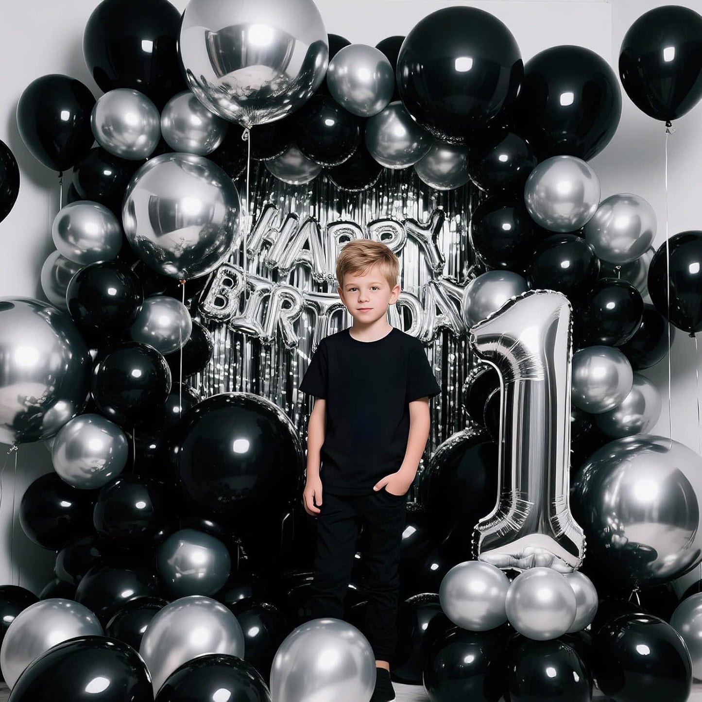 110pcs Black Balloon 12 inch, Black Latex Balloons for Birthday Party Baby Shower Wedding(with 2 Ribbons). - Colors B