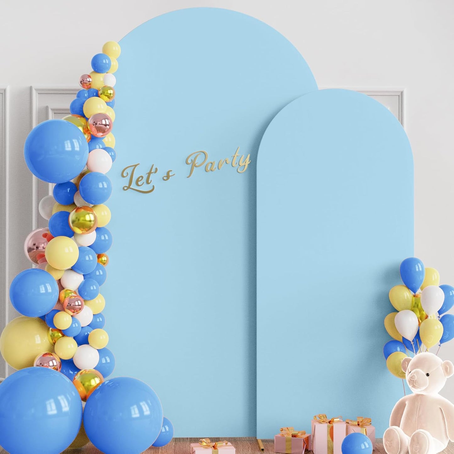 Wokceer Wedding Arch Backdrop Stand and Cover Set of 2 Metal Arch Stand with Arch Cover White 7.2FT, 6FT for Birthday Party Wedding Ceremony Bridal Baby Shower Event Decor