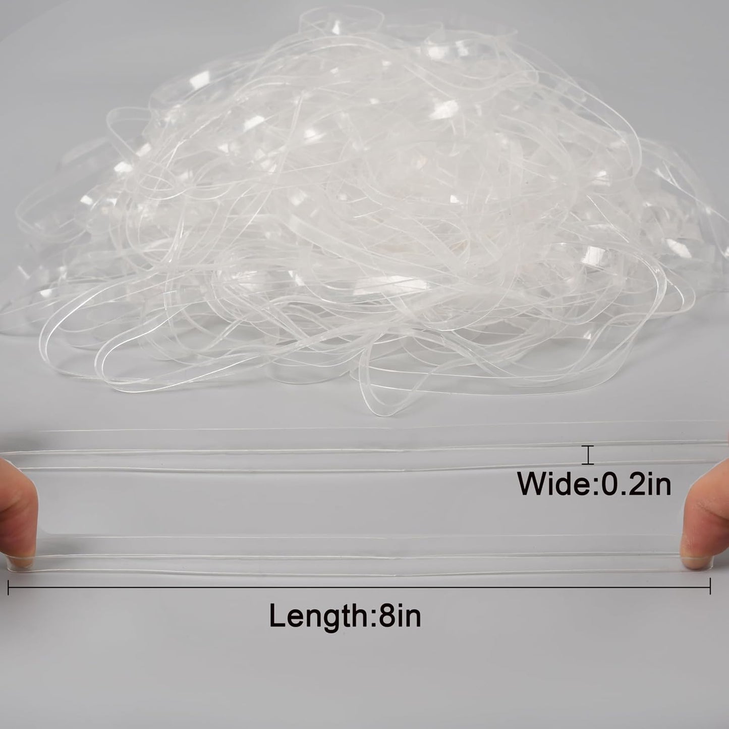 Rubber Bands Large 8inx0.2in Clear Rubber Band 50Pcs for Balloon Arch Elastic Tying Bands Rubber Bands for Office Crafts Transparent TPU Rubberband Clear Elastic for Home Office Crafts
