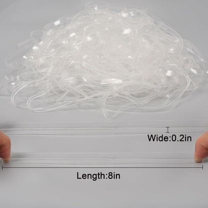 Rubber Bands Large 8inx0.2in Clear Rubber Band 50Pcs for Balloon Arch Elastic Tying Bands Rubber Bands for Office Crafts Transparent TPU Rubberband Clear Elastic for Home Office Crafts