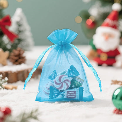 joycraft 50Pcs Organza Bags, 2x3 inch Gift Favor Bags, White Wedding Favor Bags, Jewelry Pouches with Drawstring, Mesh Bags Drawstring for Jewelry, Festival, Makeup, Candy, Desserts