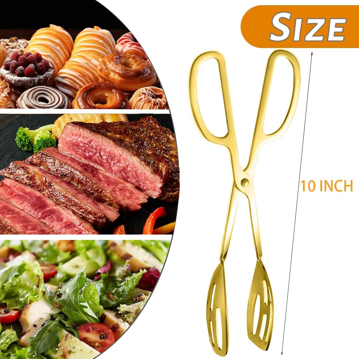 2 Pack Serving Tongs Buffet Tongs for Kitchen Cooking 10 Inch Stainless Steel Salad Tongs Serving Utensils for Wedding Party Catering (Silver)