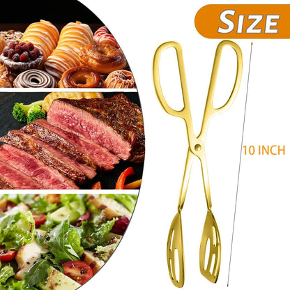 2 Pack Serving Tongs Buffet Tongs for Kitchen Cooking 10 Inch Stainless Steel Salad Tongs Serving Utensils for Wedding Party Catering (Silver)