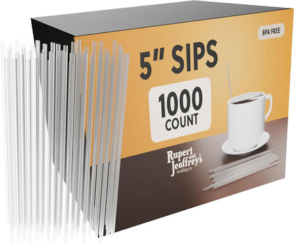 Disposable Plastic Coffee Stirrer Straw - 5 Inch Sip Stir Stick (1000, Neon)