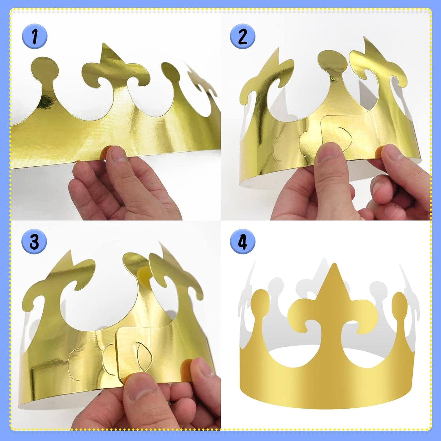36 Pieces Paper Crowns Golden Party Crowns Princess Prince Crown Birthday Party King Hats for Adults