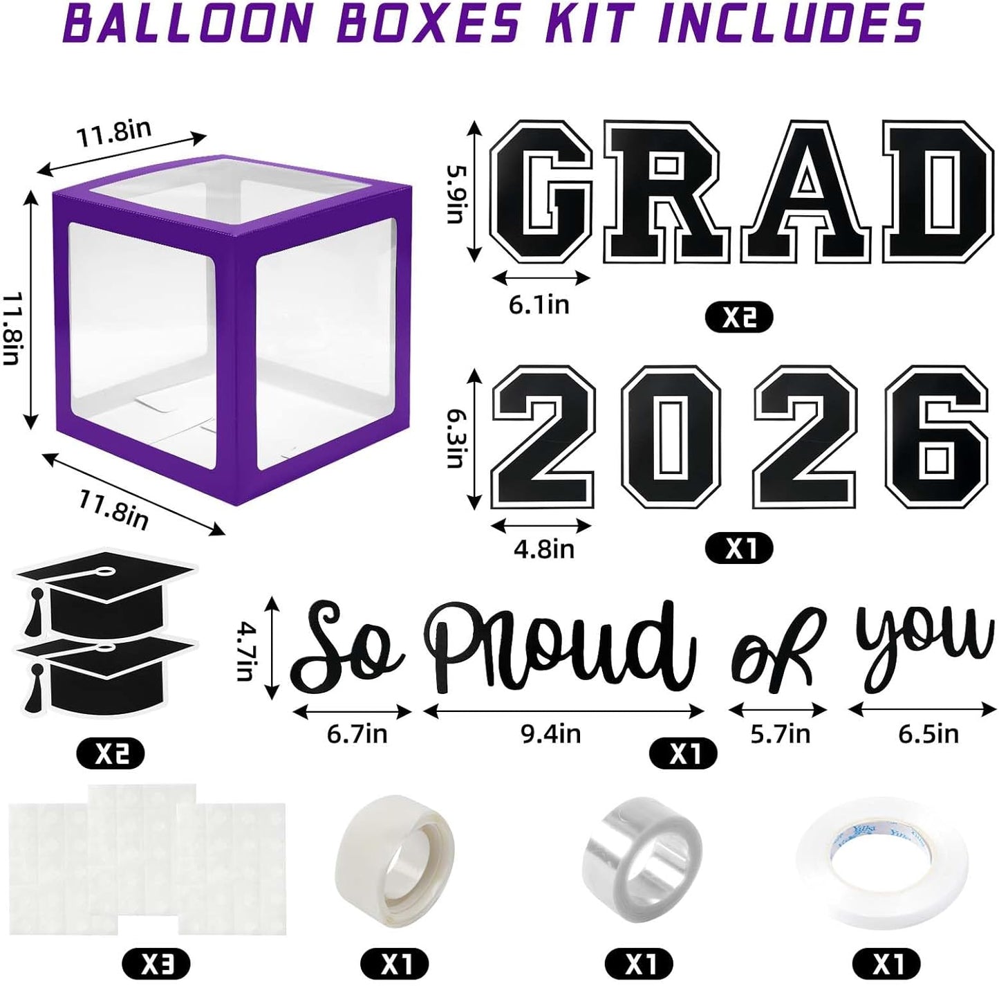 Graduation Decorations 2026 Graduation Party Decorations Set of 4 Boxes with 129pcs Balloons Arch Garland Kit Party Supplies for Any Grades Blue