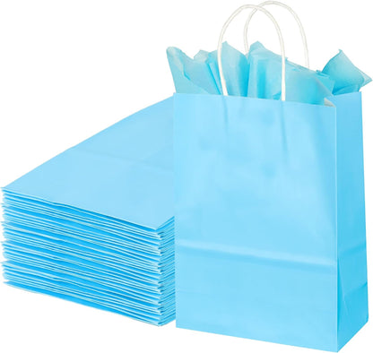 BLEWINDZ 32 Pieces Gift Bags with 32 Tissues, 8 Colors Party Favor Bags with Handles, Rainbow Gift Bag for Wedding, Birthday, Party Supplies and Gifts