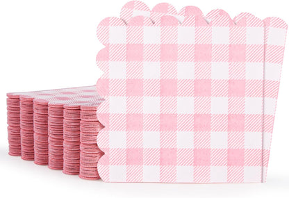 100 Pcs Striped Pastel Napkins, 5 x 5 Inches Scalloped Napkins, Disposable Cocktail Napkins for Pastel Summer Party Birthday Wedding Decor