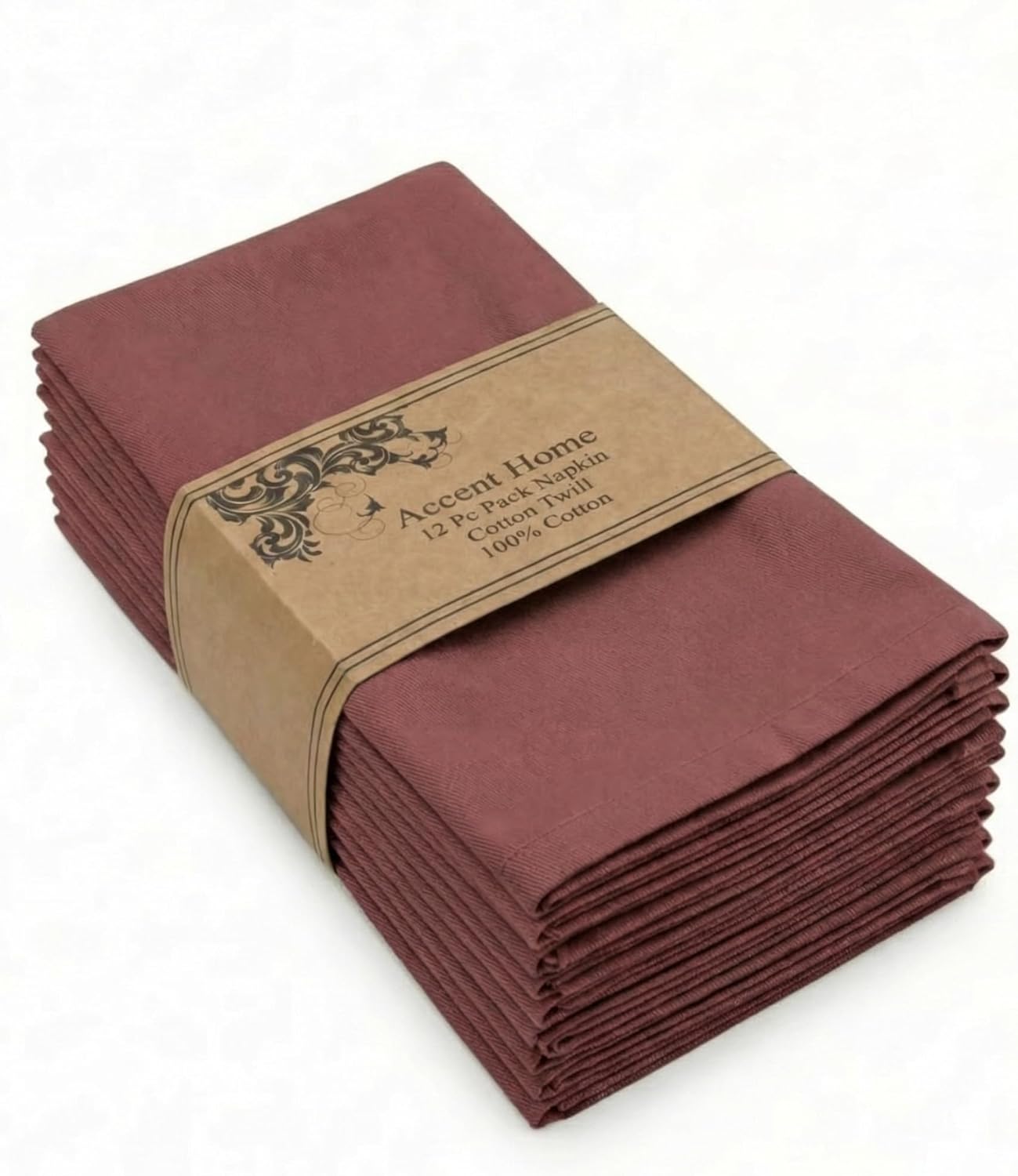 ACCENTHOME Natural Cotton Linen Napkin Set of 12 18x18 inch Dinner Napkins - Washable Soft Premium Hotel Quality Reusable Hemmed Edges Napkins Perfect Table Linens for Family Dinners, Weddings