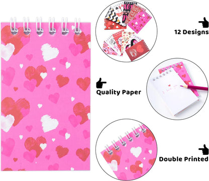 JOYIN 24 Valentine's Day 4'' Notepads, Mini Notesbook Set for Party Favors, Kids School Classroom Gifts Exchange