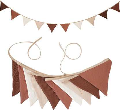 Fabric Bunting Banner, 2 Pack Handmade Neutral String Banner Each 8.5 ft 10 Flags Nursery Wall Hanging Wedding Birthday Home Baby Shower Party Decoration Bunting (Pink Candy)