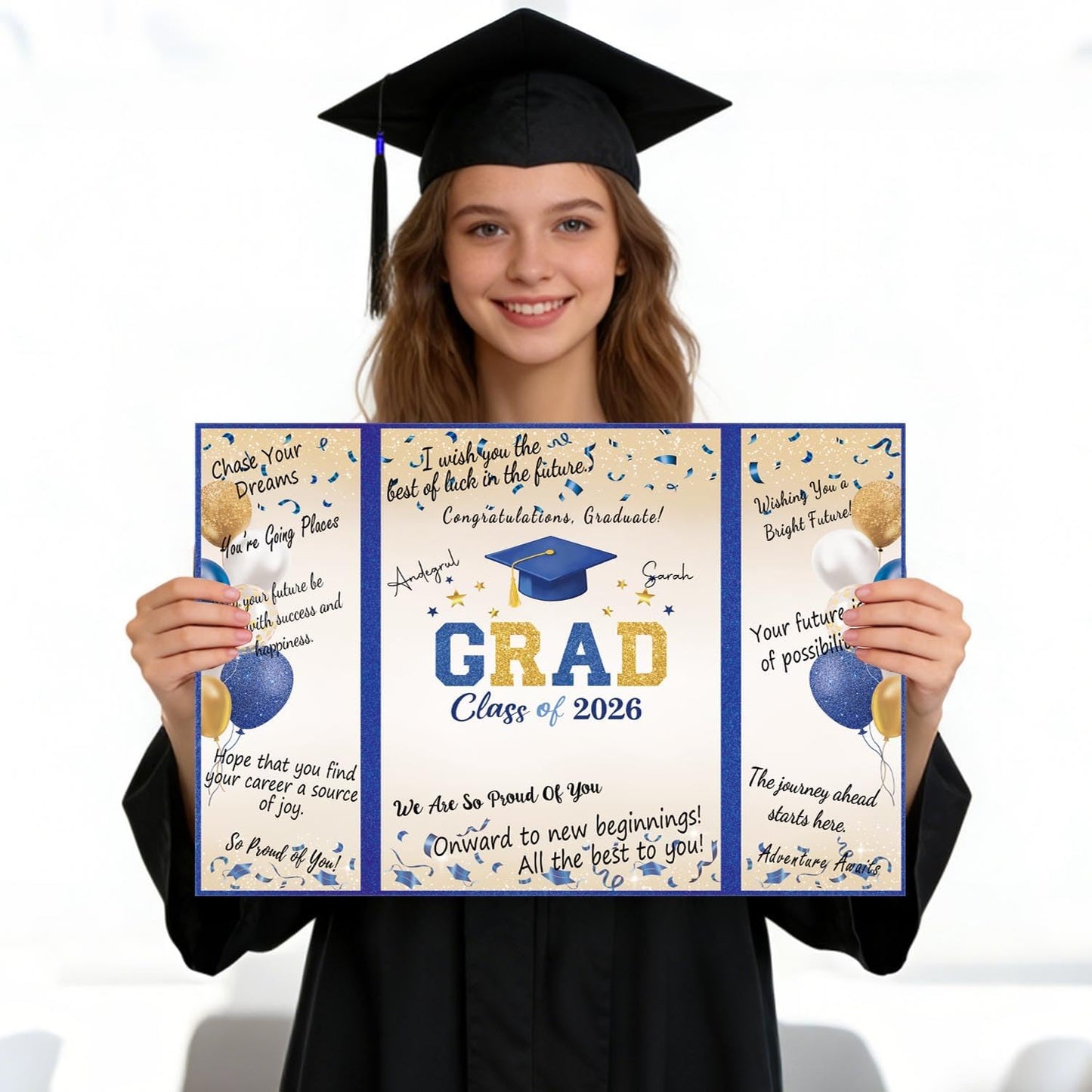 QIYANPAX Graduation Guest Book 2026, Blue and Gold Graduation Decorations Class of 2026, Graduation Signature Book, Congrats Grad Guest Book Alternative, Unique Graduation Gifts