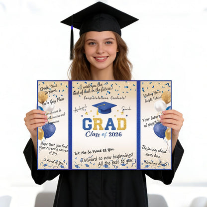 QIYANPAX Graduation Guest Book 2026, Blue and Gold Graduation Decorations Class of 2026, Graduation Signature Book, Congrats Grad Guest Book Alternative, Unique Graduation Gifts