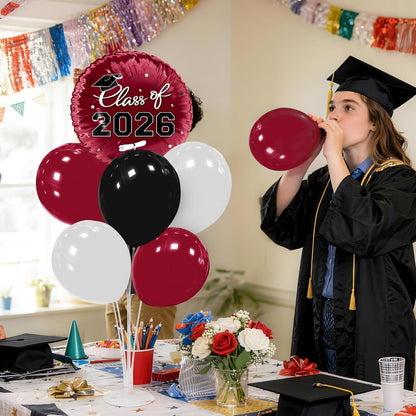 Graduation Decorations - 4 Set Balloon Stands, Class of 2026 Congrats Grad Table Centerpieces for Graduation Party Supplies(Gold& Black)