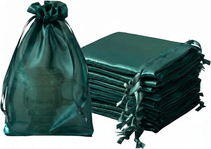 QIANF 20 Pcs Peacock Blue Small Organza Bags 3X4 inch for Wedding Favors with Drawstring, Mini Mesh Gift Bags Jewelry Pouch for Candy Bridal Shower Party Favor Baby Shower Christmas