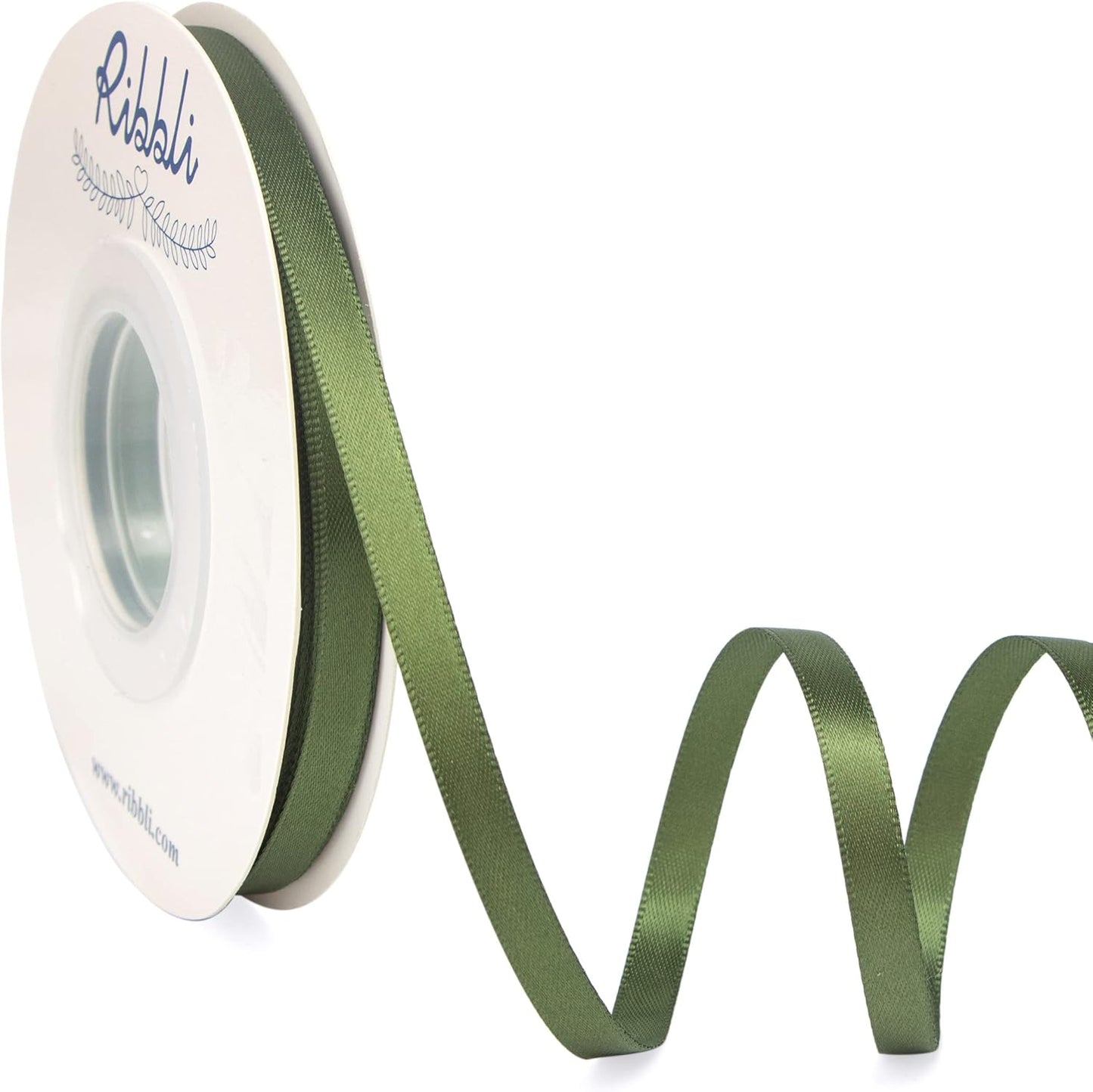 Ribbli Double Faced White Satin Ribbon,3/8” x Continuous 25 Yards,Fabric Ribbon use for Bows Bouquet,Gift Wrapping,Floral Arrangement