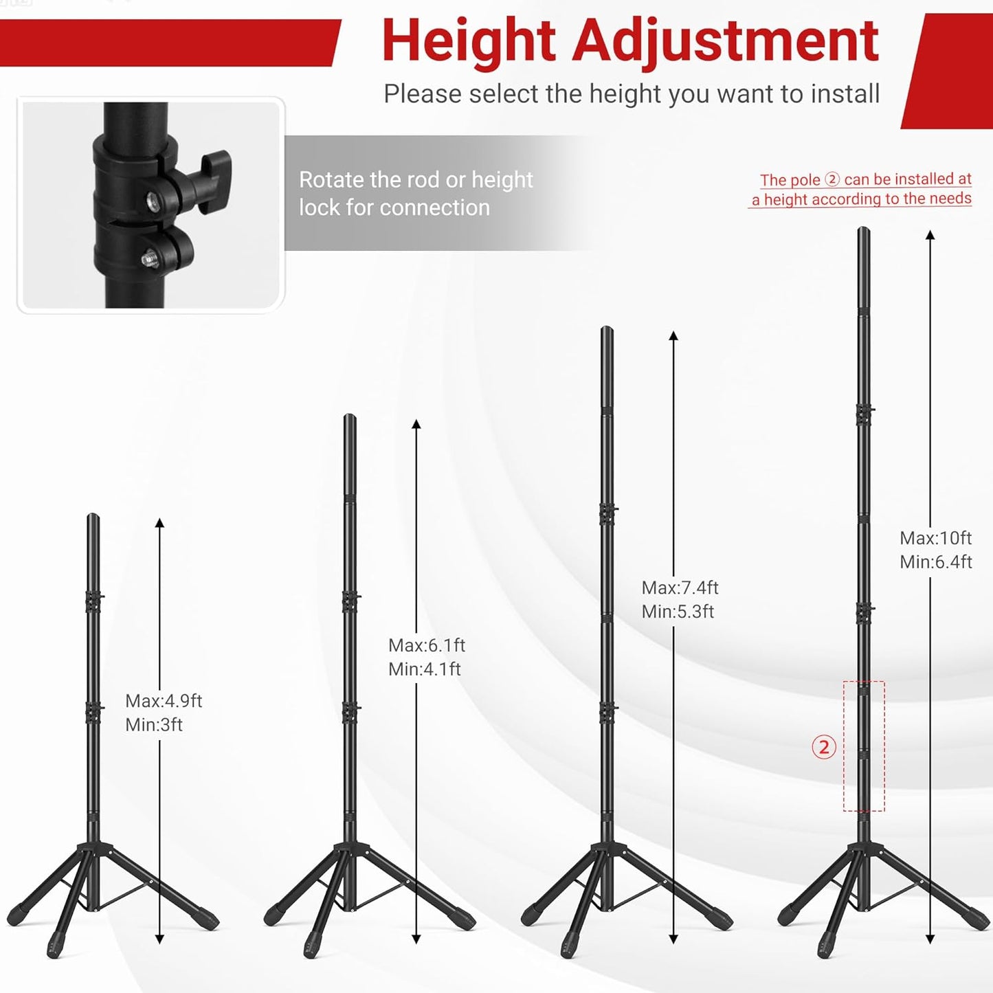 Backdrop Stand, Adjustable 10x7.5 FT Background Stand Backdrop for Parties, Photo Video Studio, Portable Photography Backdrop Stand with Carrying Bag, 6 Backdrop Clamps, and 2 Stand Bags