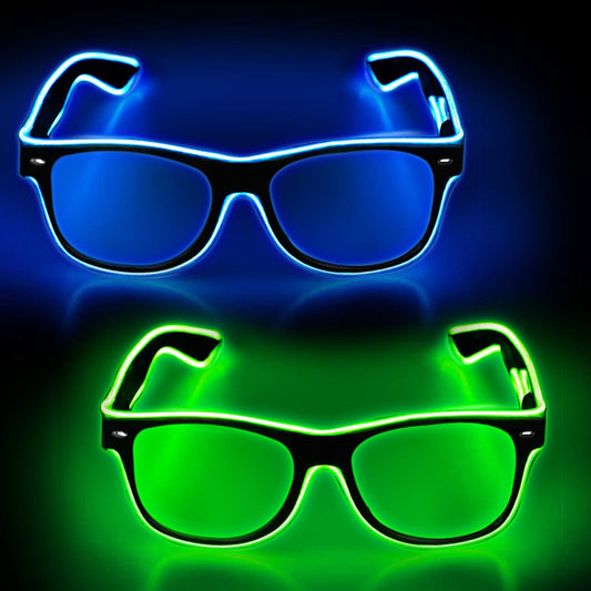 YouRfocus LED Light Up Glow in the Dark Neon Rave Glasses for Party, EDM, Halloween and Christmas