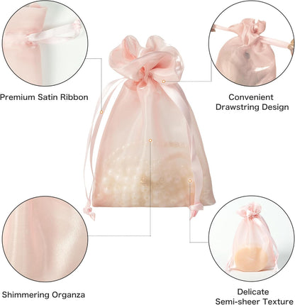 QIANF 20 Pcs Peacock Blue Small Organza Bags 3X4 inch for Wedding Favors with Drawstring, Mini Mesh Gift Bags Jewelry Pouch for Candy Bridal Shower Party Favor Baby Shower Christmas