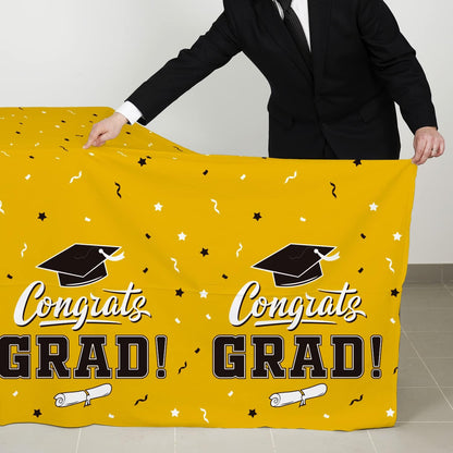 Gatherfun Graduation Party Decorations, Gongrats Grad Tablecover for Graduation Party Supplies, 3 pcs Green Table Cloths, 54"x108"