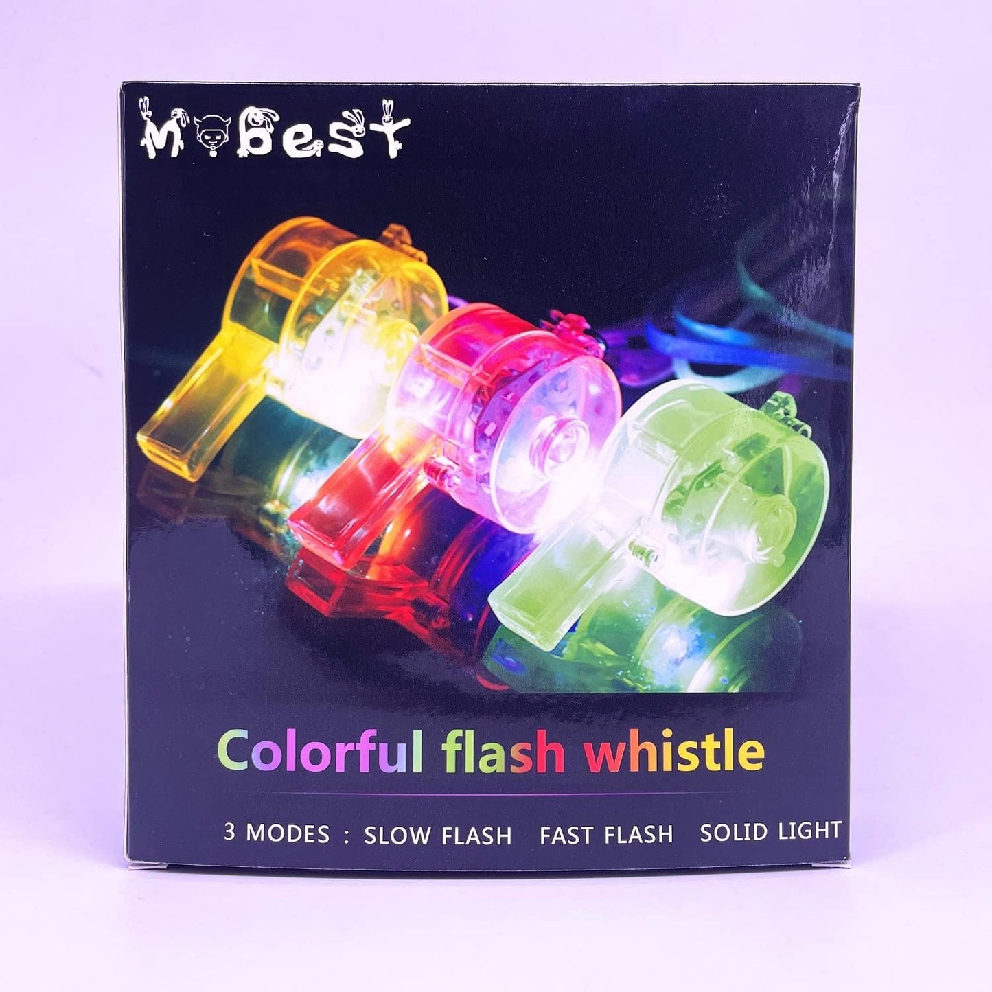 M.best Glow Whistles Bulk Party Supplies - LED Light Up Whistle with Lanyard Necklace Glow in The Dark Fun Party Favors for Kids & Adults,12 Pack