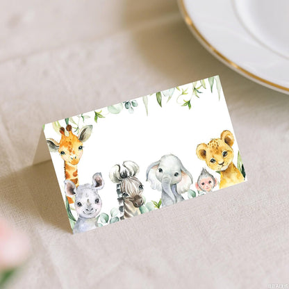 120 Pack Woodland Baby Shower Place Cards, 3.5" x 2" Foldable Table Tent Name Cards, Food Labels for Forest Animals Baby Shower Birthday Party Reception Tables Placement Party Decorations