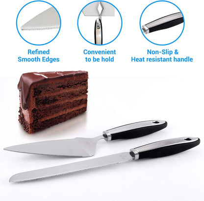 Cake Cutting Set for Wedding Cake Knife and Server Set, Cake Cutter and Pie Spatula, Cake Server and Knife Set of 2