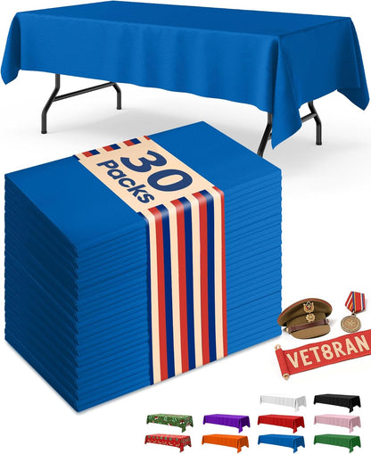Niuara White Plastic Table Cloth - 30 Pack 54" × 108" Rectangle Disposable Tablecloths for 6FT Tables, Waterproof Table Cover for Party, Holiday & Gathering Use