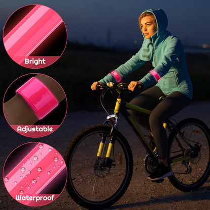 20 Pcs Reflector Snap Bands Fluorescent Slap Armbands High Visibility Slap Reflector Strips Safety Bands for Children Adults Boys and Girls When Cycling Running Hiking Jogging