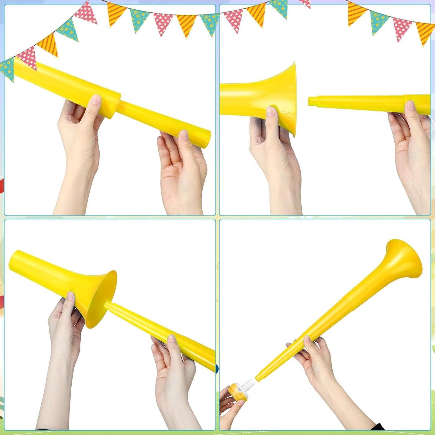 2 Pcs Stadium Horn for Adult, 21 Inch Vuvuzela Plastic Collapsible Cheering Trumpets for Sporting Events Football Carnival Party (Blue)