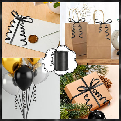 500 Yards Curling Ribbon， Black Balloon String Ribbon，for Gift Wrapping，Party Decoration, Wedding,Birthday，Art Crafts, Florist Flower