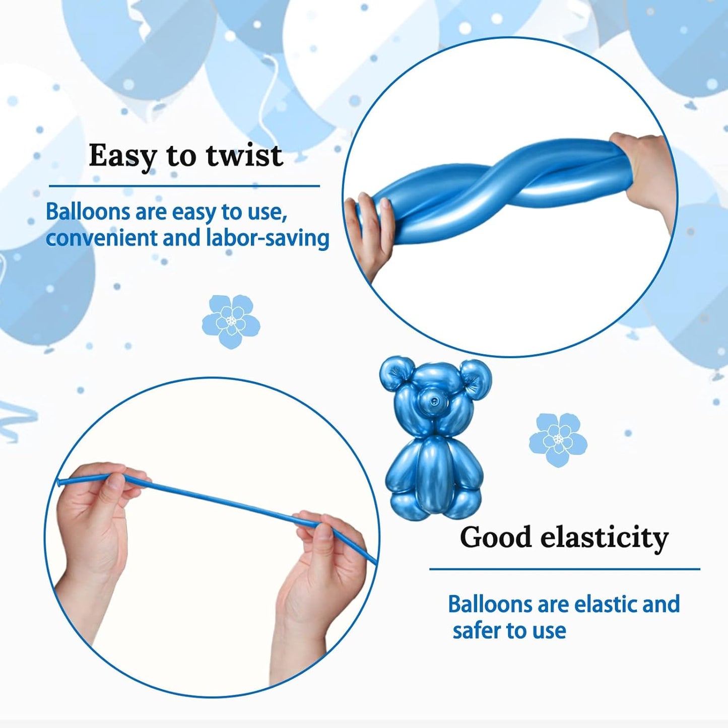 260 Clear Long Balloons for Animals, Thickening Skinny Latex Twisting for Arch Modeling Magic Clown Birthday Wedding Party Decorations 100pcs