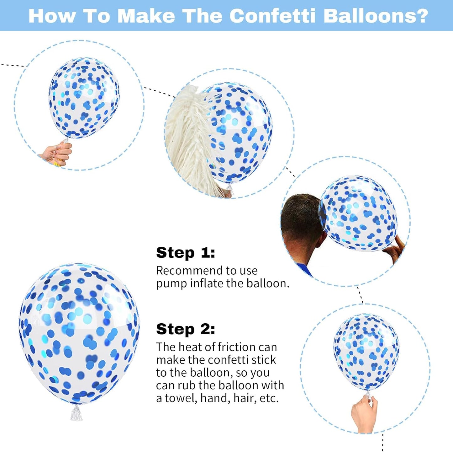 60 Pcs Blue and Silver Balloons, Navy Royal Blue Silver Party Balloons with Metallic Confetti Helium Latex Balloons for Birthday Baby Showers Fathers Day 2025 Graduation Decoration