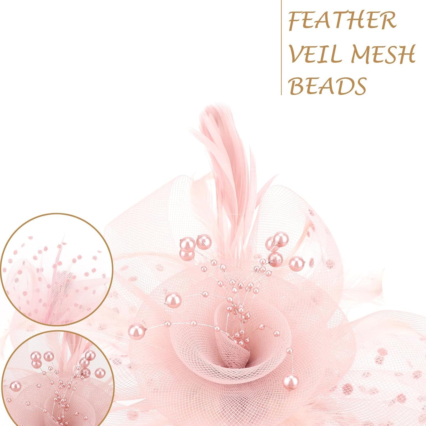 DRESHOW Fascinators Hat Flower Mesh Ribbons Feathers on a Headband and a Clip Tea Party Headwear for Girls and Women - Colors B