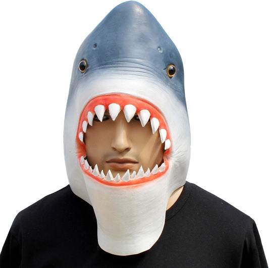 CreepyParty Shark Mask - Animal Halloween Costume for Parties, Cosplay, Photo Booth Props, and Pranks - Funny Gag Gift for Adults