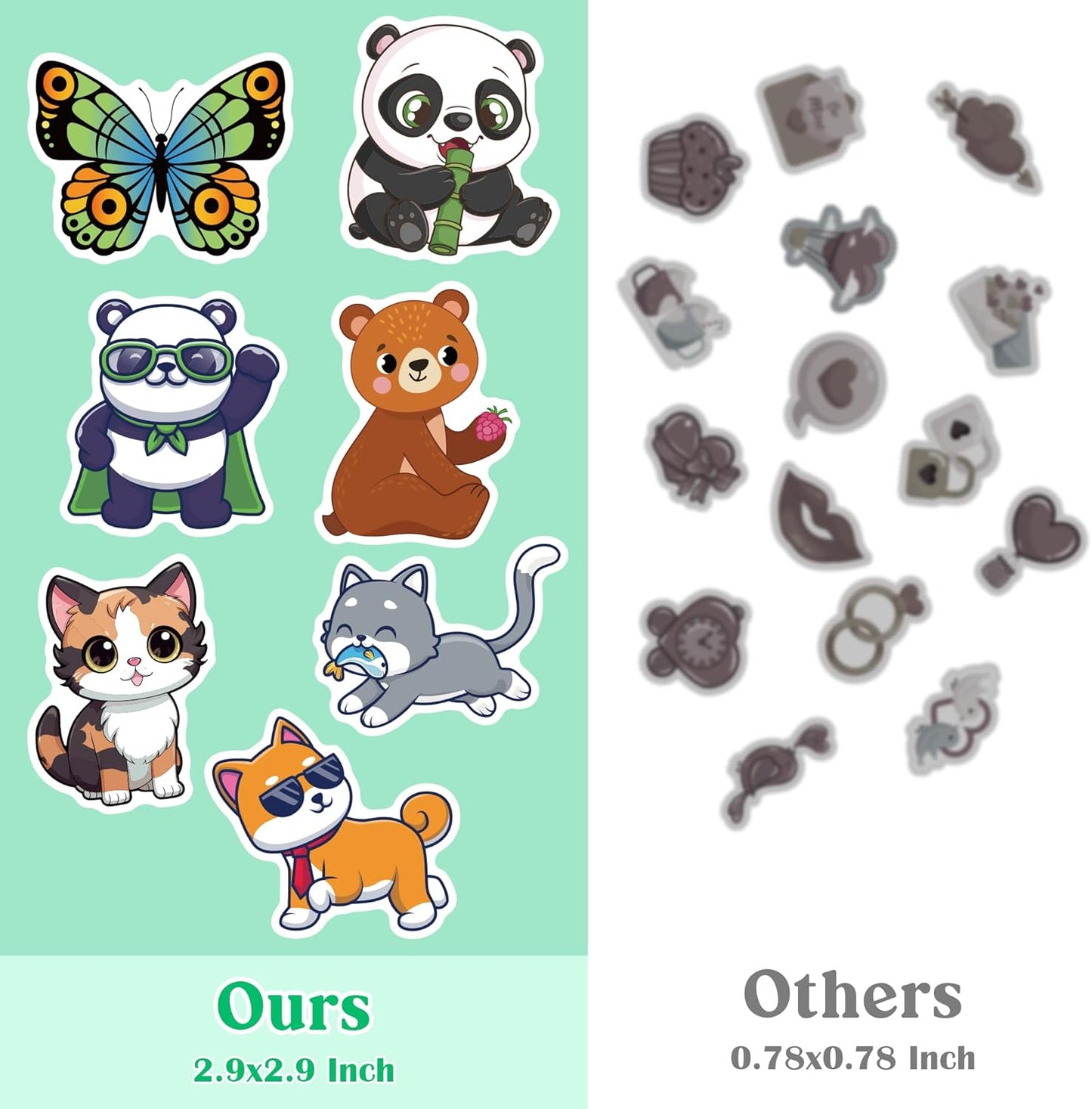OHOME 100 PCS Water Bottle Stickers for Kids,Cute Animal Aesthetic Sticker Pack - Waterproof Vinyl Kawaii Stickers for Girls Boy Classroom Prizes,Party Favors for Scrapbook, Laptops, Journal,Birthday
