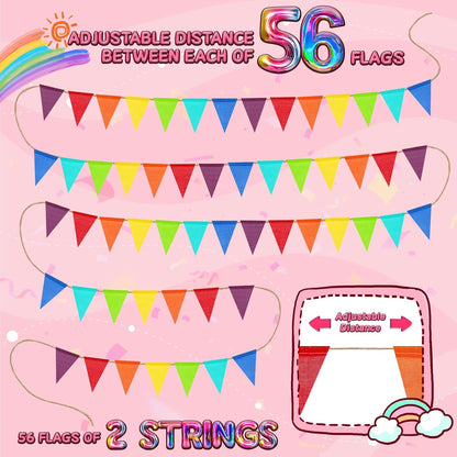 120 Flags/72ft Pennant Banner Flags Garland, Triangle Banner Pennant Flags on a String, Pastel Burlap Pennant Banner Garland Bunting Banner for Outdoor Birthday Party Decorations Pastel