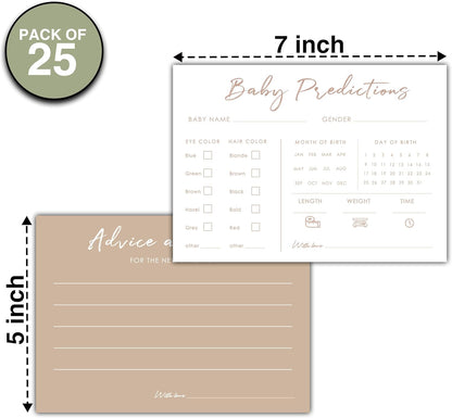 Baby Predictions and Advice Cards, 5" x 7" Pink Baby Shower Predictions Cards, Daily Party Games & Activities Favors for Newparents - G08
