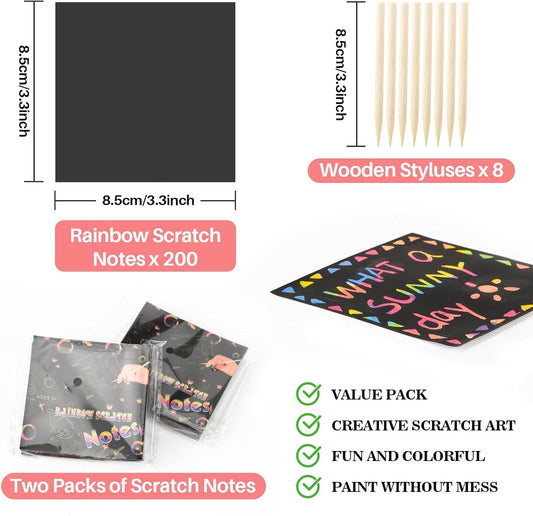 MAQIHAN Scratch Art Bookmarks - 36 Sets 4 Style Making Kit Paper with Scratching Tools Satin Ribbons Create Rainbow Without Ink Christmas Ornaments Hanging DIY Party Favors for Classroom