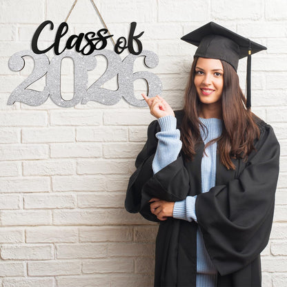 Class of 2026 Wooden Sign Graduation Party Decorations 2026 White Graduation Photo Booth Prop Senior2026 Sign for High School College Party