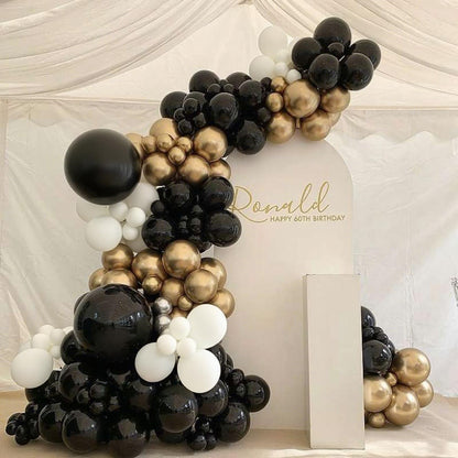 153Pcs Black and Silver Balloons Garland Arch Kit with Stars - 22 18 12 10 5 inch Different Size Black Metallic Silver Confetti Latex Balloon for Birthday Graduation New Year Party Decorations