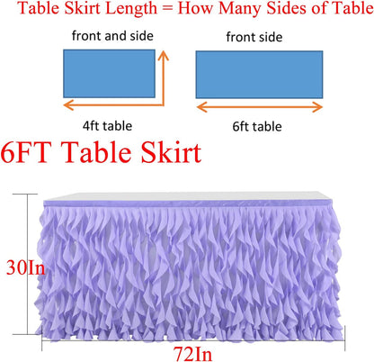 leegleri 6FT Tulle Ruffle Curly Willow Table Skirt for Rectangle or Round Tables, Under The Sea Ocean Blue Baby Shark Themed Tutu Table Skirt for Baby Shower, Birthday Party