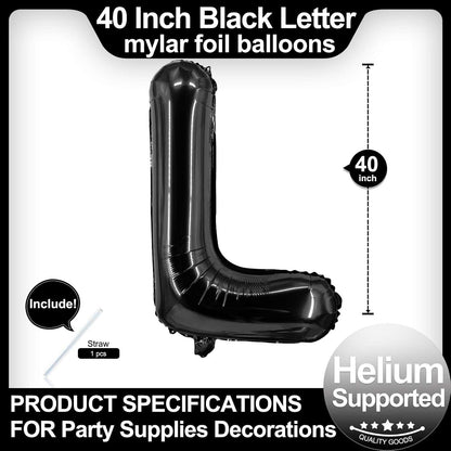 40 Inch Black Letter A Balloons, DIY Phrase Foil Alphabet Letter A Balloons DIY Word A Banner for Birthday Anniversary Celebration Graduation Party Supplies Decoration