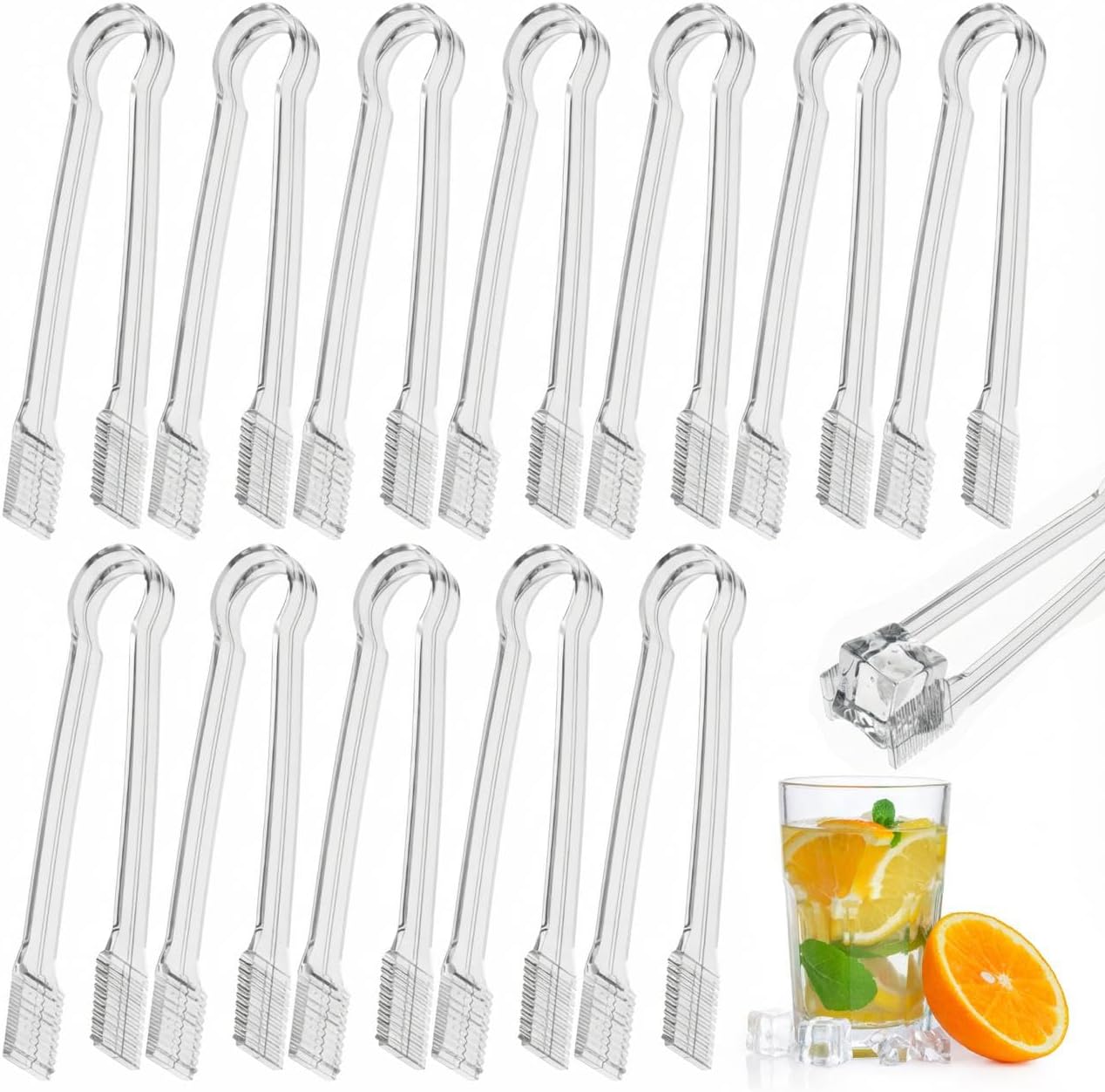 12 Pack Clear Small Serving Tongs For Buffet - Mini Plastic Tongs For Ice, Candies, Hot And Cold Food - Small Tongs For Appetizers For Parties, Holidays And Gatherings