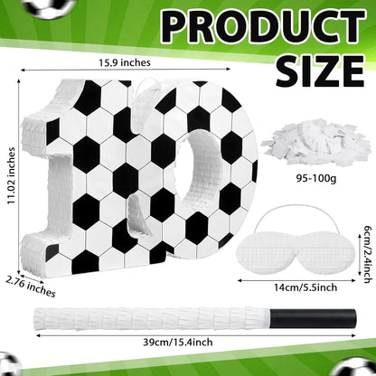 Gemscream Number 9 Soccer Piñata Bundle with Blindfold and Stick Small Piñata Party Decoration for Mexican Fiesta Cinco De Mayo School Anniversary Football Party Celebration Gift 15.75 x 11 x 2.8 in