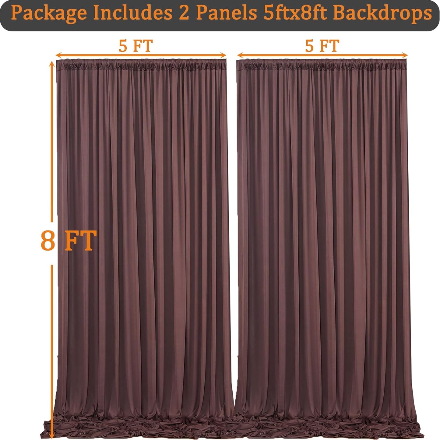 10ftx10ft Black Backdrop Curtains for Weddings Parties, Wrinkle Free 2 Panels Silky Polyester Photo Backdrop Drapes Back Drop Cloth Drapery for Birthday Mother'sDay Photography Background