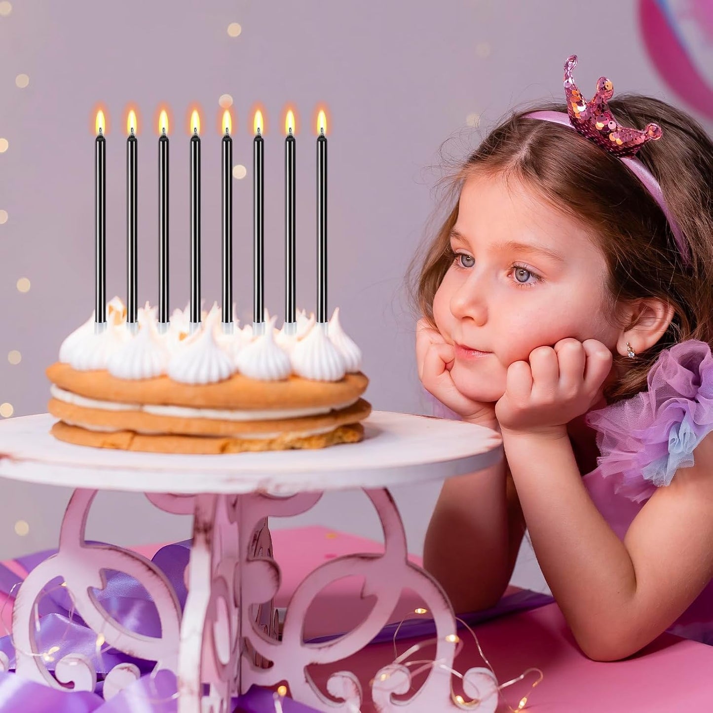 BEAN LIEVE 30-Count Champagne Gold Long Thin Metallic Birthday Candles, Cake Candles, Birthday Parties, Wedding Decorations, Party Candles, Cake Decorations